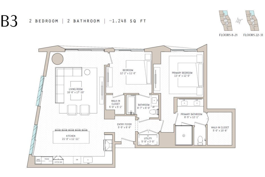 B3 floor plan at Cello Tower in Las Vegas